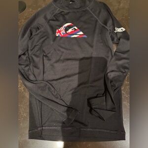 Quiksilver Boys SIZE 12 Youth Medium Black Mock Neck Athletic Board Shirt